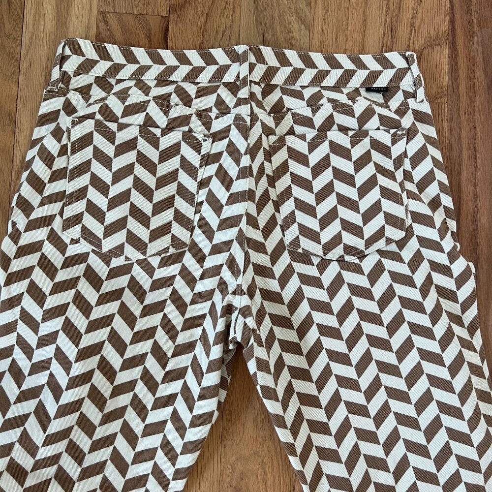 Pacsun - Brown Tan Chevron Low Rise Straight Leg Jeans Split Hem - size 29 - Picture 6 of 8